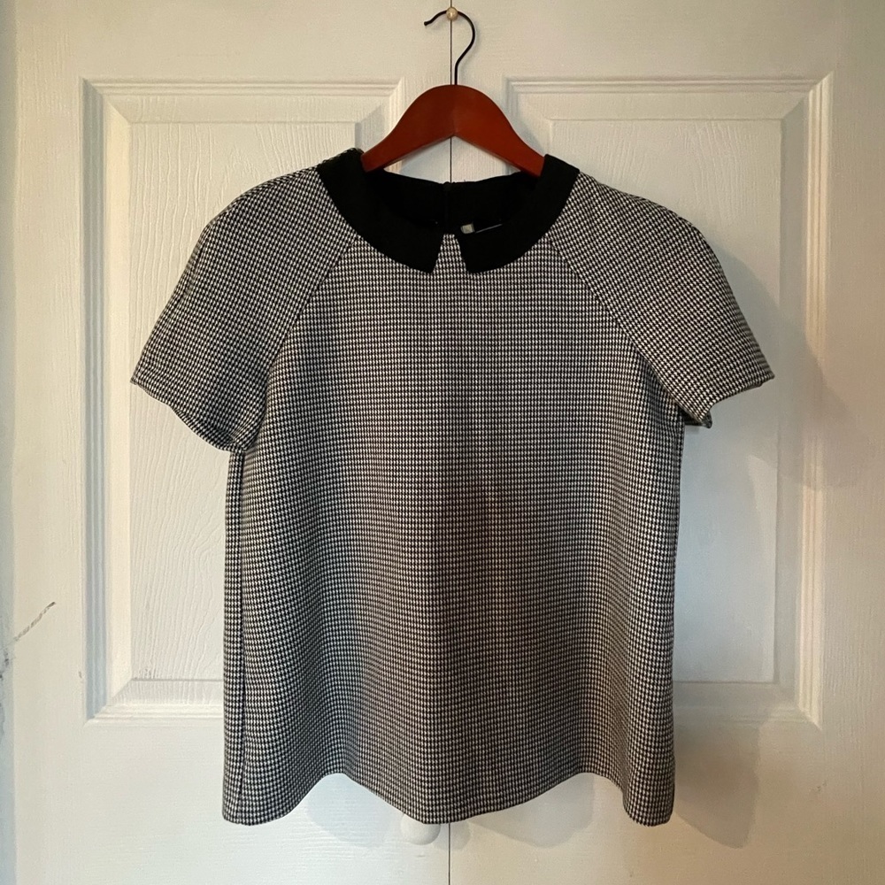 Zara Trafaluc houndstooth blouse XS